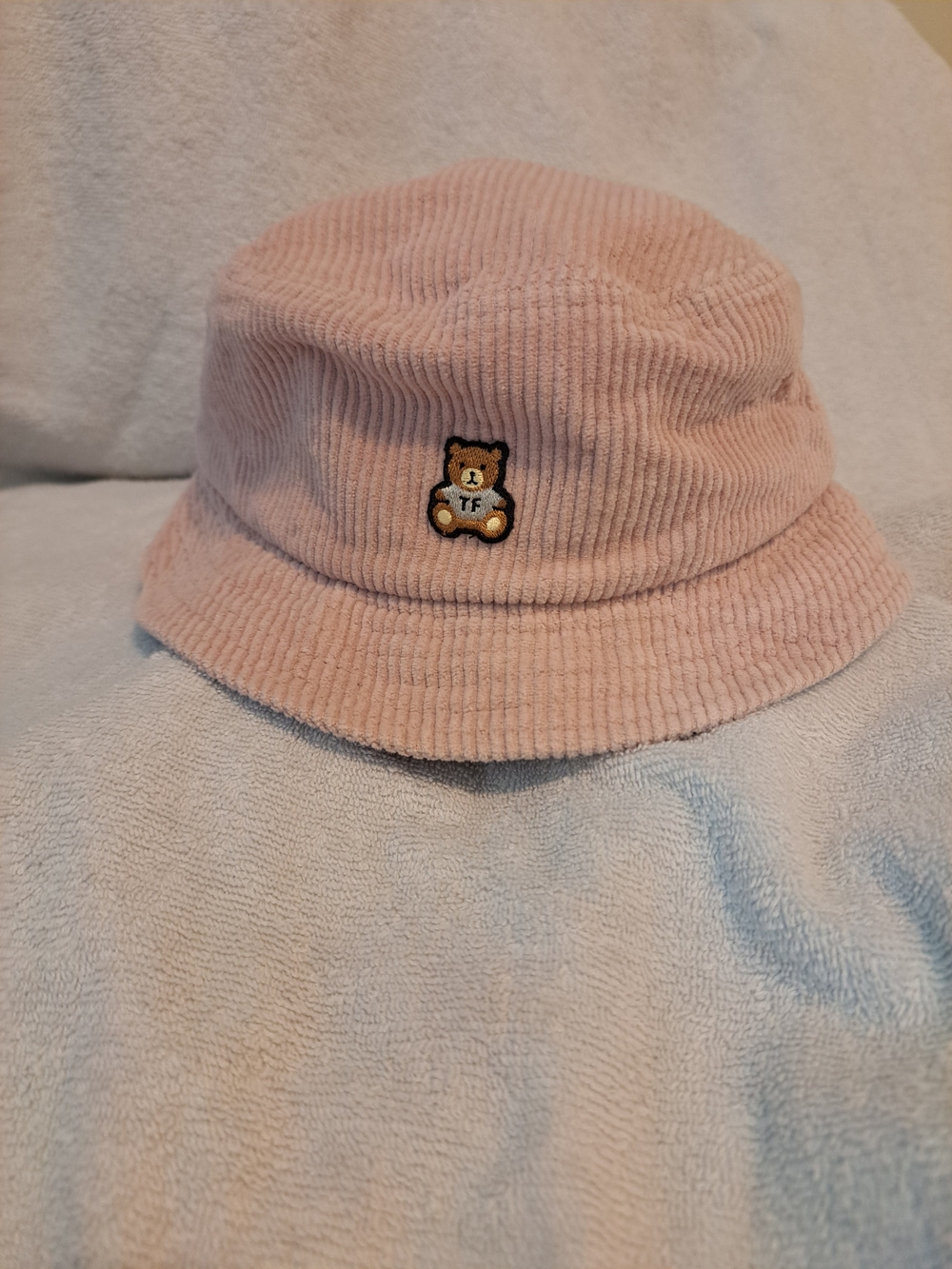 Teddy Fresh Pink Corduroy Bucket Hat Bear Logo 100% Cotton OS Unisex